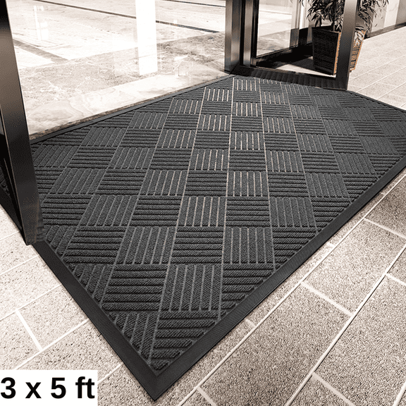 IAJXWI Entrance Mat, Non-Slip Large Doormat Entry Rug, Indoor Outdoor Floor Mat, Gray, 3 x 5ft