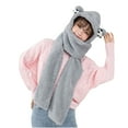 thumbnail image 2 of Fesfesfes Women Winter Warm Hat Solid Color Lovely Plush Ear Scarf Hat 2 In 1 Warm Long Scarf Hat, 2 of 3