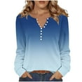thumbnail image 2 of JUSLIO Button-Up Women Tops Slim Fit Pullover Shirts Graphic Long sleeve V Neck Shirts Light Blue 2XL, 2 of 5
