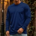 thumbnail image 3 of Men's T-Shirt Long Sleeve Crew Neck Casual Soft Basic Tee Shirts Dark Blue L, 3 of 8