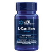 Life Extension L-Carnitine – 500 mg, Energy Supplement, Memory Supplement – Free Form Amino Acid, Nitric Oxide Support, Healthy Blood Pressure – Gluten-Free, Non-GMO, Vegetarian – 30 Capsules