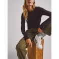 thumbnail image 3 of Diconna T-shirt Femme Manches Longues Col Rond Couleur Unie Hauts d'Automne Mode Urbaine pour Quotidien Décontracté, 3 of 5