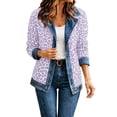 thumbnail image 3 of Miaoju Leopard Denim Blazer for Women Patchwork Denim Jacket for Women Fall Long Sleeve Collared Button Patchwork Jacket, 3 of 9