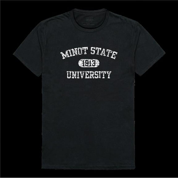 Minot State University Beavers Distressed Arch College T-Shirt, Black - 2XL