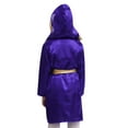 thumbnail image 3 of TiaoBug Enfants Garçons Robe de Boxe Métallique à Capuche Hauts de Boxe Cape Boxeur Manches Longues Ouvert devant Cape à Capuche avec Ceinture Ensemble Violet 10, 3 of 7