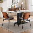 thumbnail image 3 of Mid Century Modern Faux Leather Dining Chairs, Gray PU / Curved Wrap Backrest for Comfort, 3 of 7