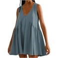 thumbnail image 2 of Antinious Women Sleeveless V-Neck Solid Casual Lightweight Comfortable Dress, 2 of 5