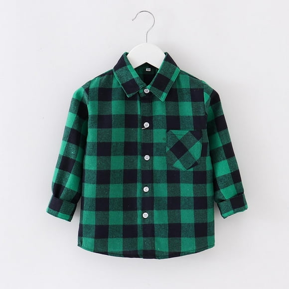 Kids Christmas Gifts Juebong Toddler Shirt Jacket Plaid Long Sleeve Lapel Button Jacket Kids Boys Girls Shirts Coats Fall Tops,Green,4-5 Years