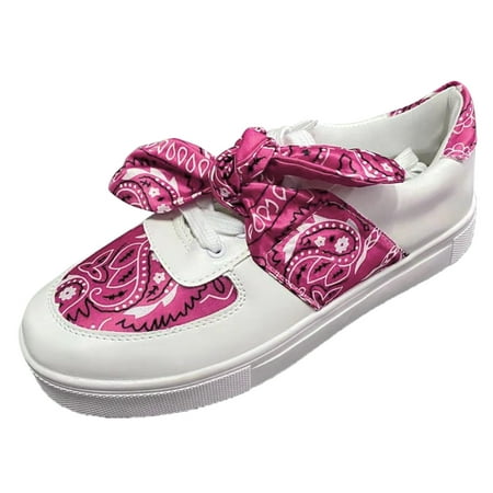

Shoes Single Fashion Laceup Bow Casual Women s Cashew Front Flower Flat Women s Casual Shoes