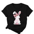 thumbnail image 4 of Camisetas de Cuello de Tripulación de Manga Corta para las Mujeres Cartas de Impresión de Pascua Camiseta de Manga Corta, Spandex de Poliéster, 4 of 5