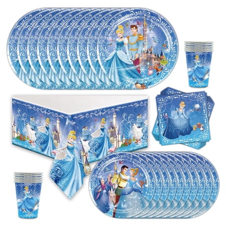 Cinderella Party Supplies Set Plates Cups Tablecloth Napkins Birthday Decor Theme Pary
