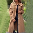 thumbnail image 4 of YFNNUP Womens Peacoat Single-Breasted Fleece Trench Coats Dressy Solid Long Jacket 2025 Fall Winter Outerwear, 4 of 7