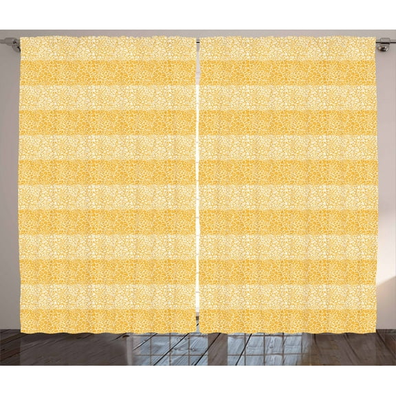Ambesonne Orange and White Curtains 2 Panel Set, Giraffe Skin, 108" x 63", Orange and White