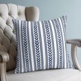 thumbnail image 4 of Pillow Covers 18x18 Set of 2, Navy Blue Botanical Throw Pillow Covers Decorative Couch Cushion Cover, Modern Farmhouse Striped Microfiber Soft Square Pillowcases for Bedroom Living Room Sofa, 4 of 9