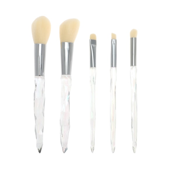 Unique Bargains 5 Pcs Crystal Makeup Brush Set for Bathroom Colorful Plastic Handle Nylon Hair