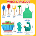 thumbnail image 5 of JoyStone Kids Gardening Set with Dinosaur Watering Can, Apron, Gloves & Tote Bag, Outdoor Pretend Play Garden Tools for Toddlers, Boys & Girls Ages 3+, 5 of 11