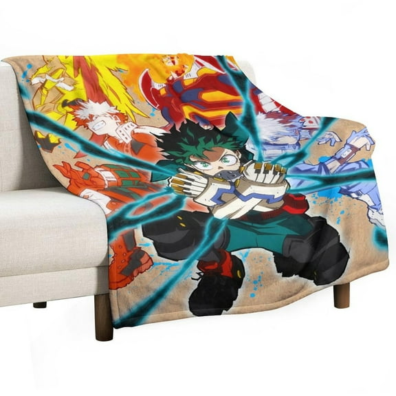 My Hero Blanket Academia Mha Flannel Throw Blankets Soft Pile Cozy Plush Throw Blanket for All Seasons, 3D Printed Warm Blanket for Sofa Beds Home Decor