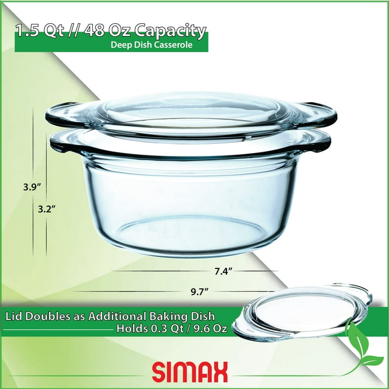 Simax Glass Cookware Glass Pot, 48 Oz (1.5 Quart) Glass Saucepan, Potpourri  Simmer Pot With Lid, Heat Resistant Handles, Serving Dish, Microwave, Stove  and Dishwasher Safe Borosilicate Glass