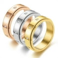 thumbnail image 4 of Anxiety Fidget Spinner Rings Korean 14K Yellow Gold Simple Zircon Star Rings for Women Men Anti Stress Jewelry, 4 of 8