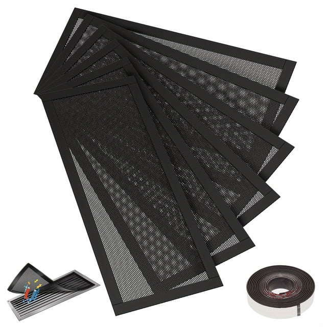 HLONK Magnetic Vent Covers – 6 Pack 4x10 Inch Durable Mesh Screen for Floor Wall Ceiling Registers and Air Vents – Strong Magnet Attachment Easy Installation Reusable Protective