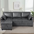 thumbnail image 2 of ACMEASE 84" Suede Leather Sectional Sofa w/Adjustable Backrests, Pull Out Sofa Bed w/USB Charger Port& Reversible Storage Chaise,Convertible L-Shaped Sofa with Cup Holders for Living Room, Gray, 2 of 8