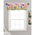 thumbnail image 3 of Buffalo Plaid Floral Linen Curtain Valance for Bedroom/Bathroom/Kitchen/Office/Living/Dining Room Window,Colorful Flowers Blossom Leaves Rod Pocket Topper Decorative Cafe Drapes Panel 42"x18", 3 of 6