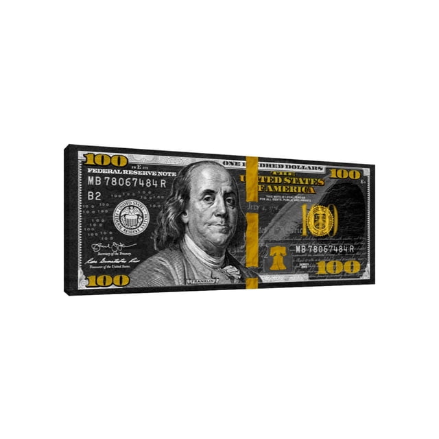 Cuadro Decorativo Canvas Revolution Dólar Negro y Dorado 100 x 42 cm