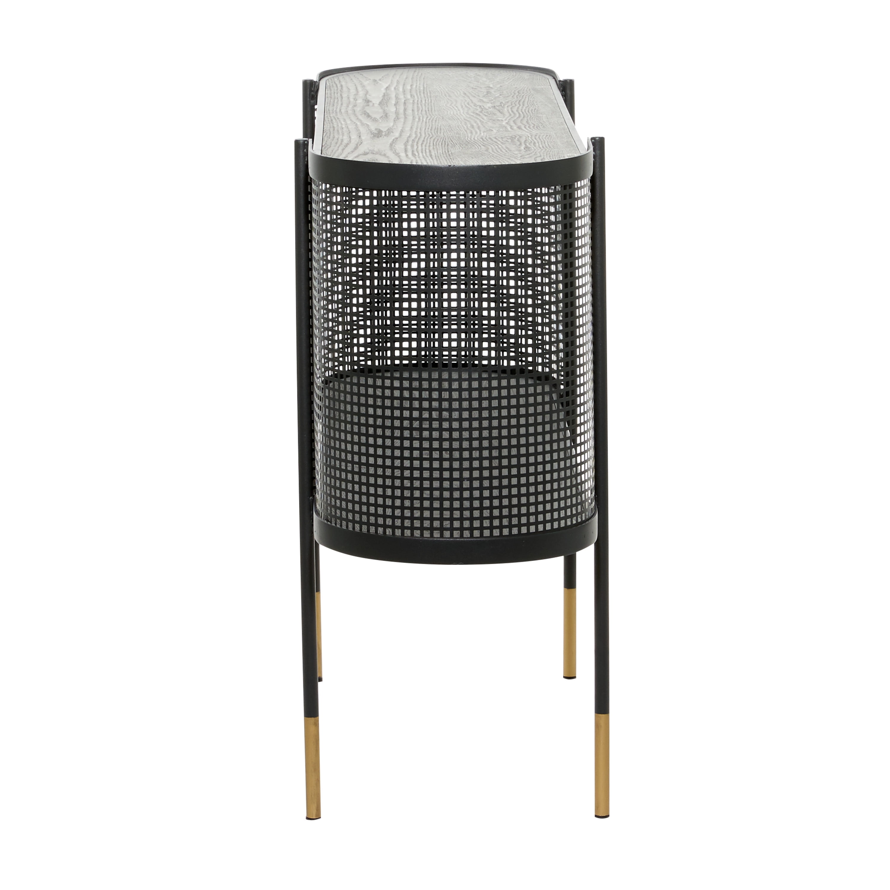 DecMode 47" x 32" Black Metal Mesh Side Panel 1 Shelf Console Table with Open Center Storage, 1-Piece