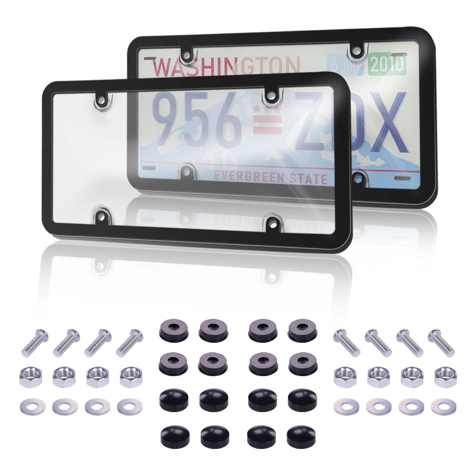Keyiduid 2 Pack License Plates Covers/Shields Tinted Bubble Clear