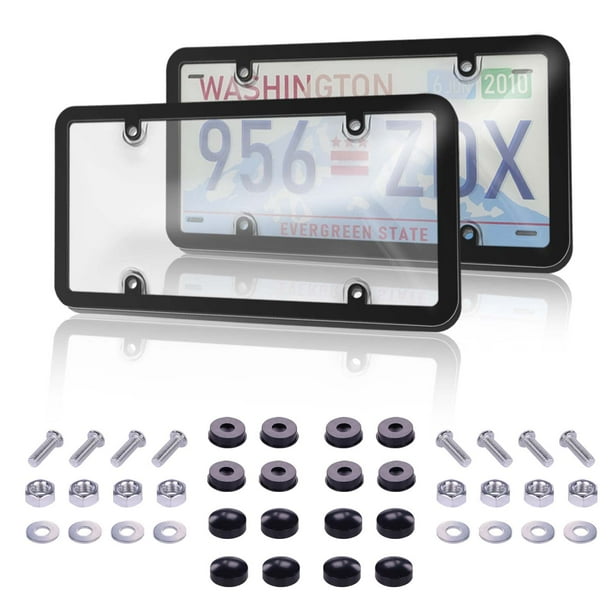 Keyiduid 2 Pack License Plates Covers/Shields Tinted Bubble Clear