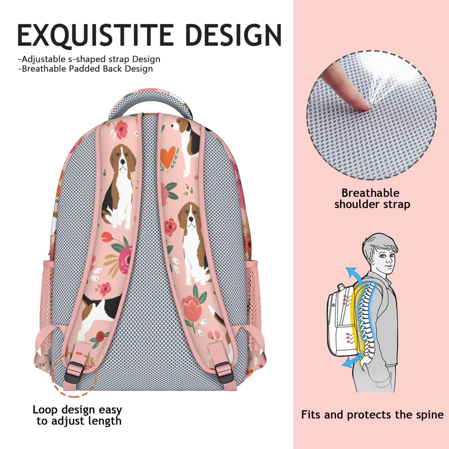Adorable Pet-Themed Backpack - Padded Straps & Ergonomic Design for Teens