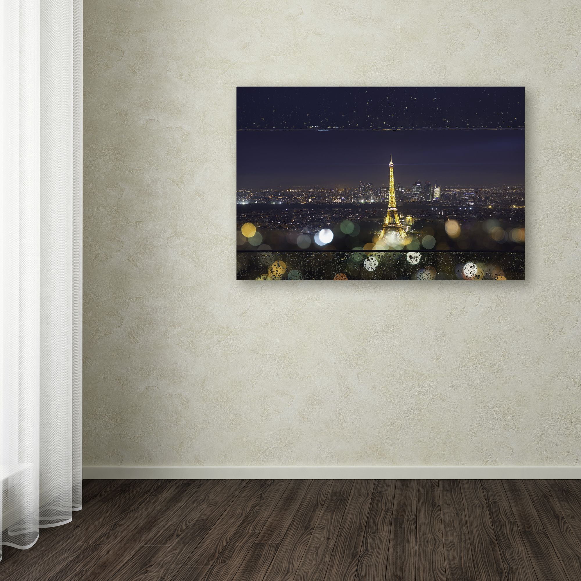 Trademark Fine Art Landscapes Canvas Art ' Fireworks of Rain in Paris ' by Mathieu Rivrin