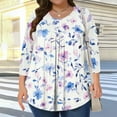 thumbnail image 3 of Mgmyaa Plus Size Blouses for Women Dressy Casual Crew Neck 3/4 Sleeve Tops Beach Vocation TShirts, 3 of 6