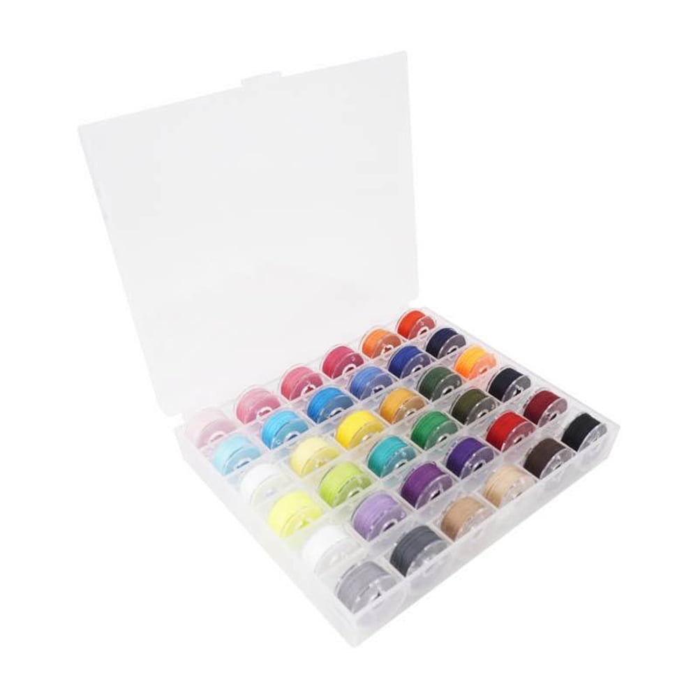 Clear W//Assorted Bobbin Colors Tacony Double Sided Bobbin Box W//50 Bobbins