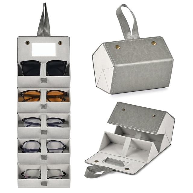 Organizador de Anteojos de Sol CO-Z para Viaje Plegable de 5 Compartimentos Gris