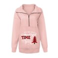 thumbnail image 3 of Women's Long Sleeve Lapel Half Zip Up Sweatshirt Christmas Stylish Loose Fit Casual Pullover Tops Fall Clothes for Women, 3 of 6