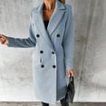 thumbnail image 4 of XFLWAM Women's Wool Coats Long Belted Slim Trench Coats Classic Lapel Collar Open Front Long Jackets Fashion Outerwears Sky Blue XXL, 4 of 7