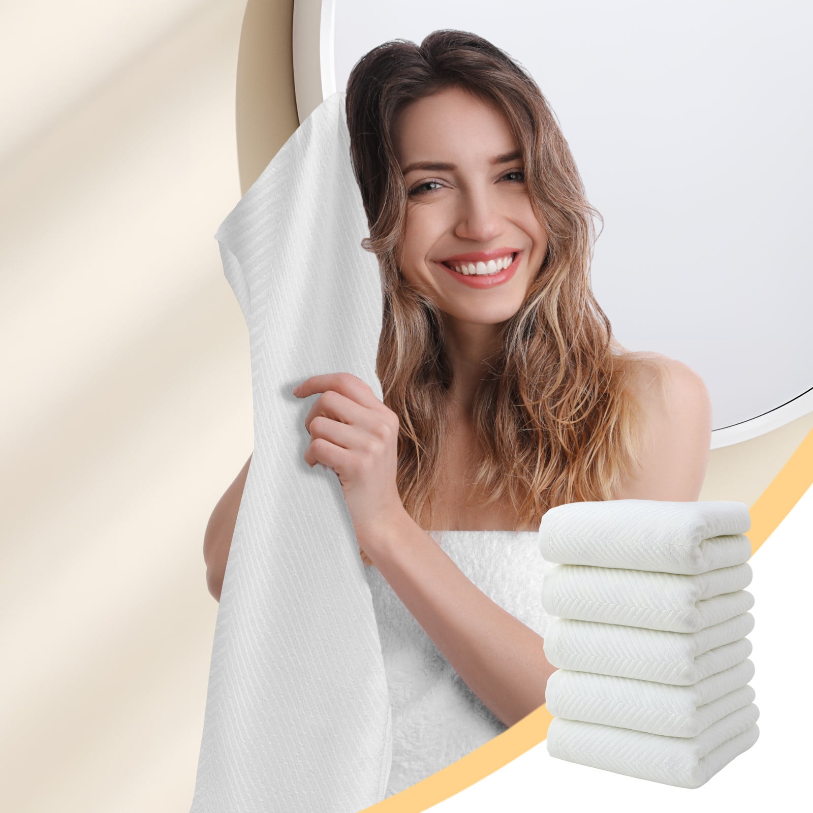 RBCKVXZ Microfiber Washcloths 5 Pack, 14x29 Inch Thin Highly Absorbent and Soft Face Towel for Bathroom, Hotel, Spa, Gym, and Kitchen, White