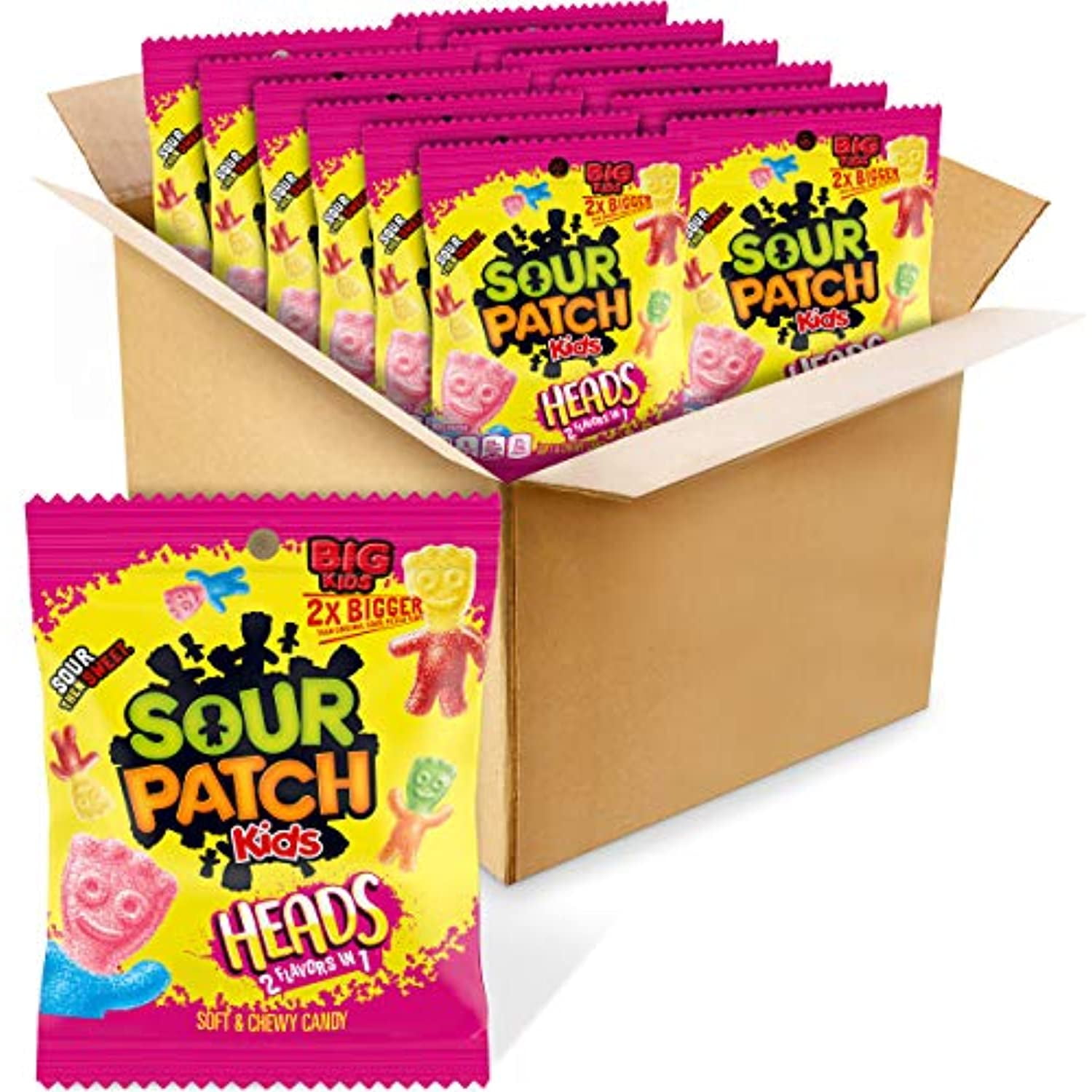 Sour Patch Big Kids Heads Candy, 3.6 Ounce Bags (Pack Of 12) - Walmart.com