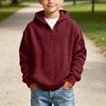 thumbnail image 2 of Nugftut Boys Hoodies Size 11-12 Years Quarter Zip Waffle Knit Kids Long Sleeve Hooded Sweatshirts Casual Daily Hoodies, 2 of 7