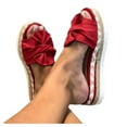 thumbnail image 4 of TrendOFT Sandales pour Femmes Décontractées Respirantes à Bout Tressé Chaussures de Plage Ouvertes à Enfiler avec Nœud Sandales Plates Rouges 40, 4 of 8