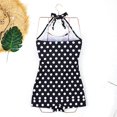 thumbnail image 4 of Vintage Shaping Swimsuit for Women Tummy Control Halterneck Bathing Suit Full Coveraging High Waist Design Blue polka dots XXL, 4 of 4