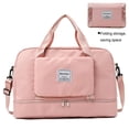 thumbnail image 4 of WIZUTIZ Gym Bag for Women with Shoes Compartment Foldable Large Travel Bag Tote Bag Swim Weekender Lightweight Sports Travel Duffle Bag Womens Large Solid Bags Water Resistant Durable Bag 1 PC Pink, 4 of 6