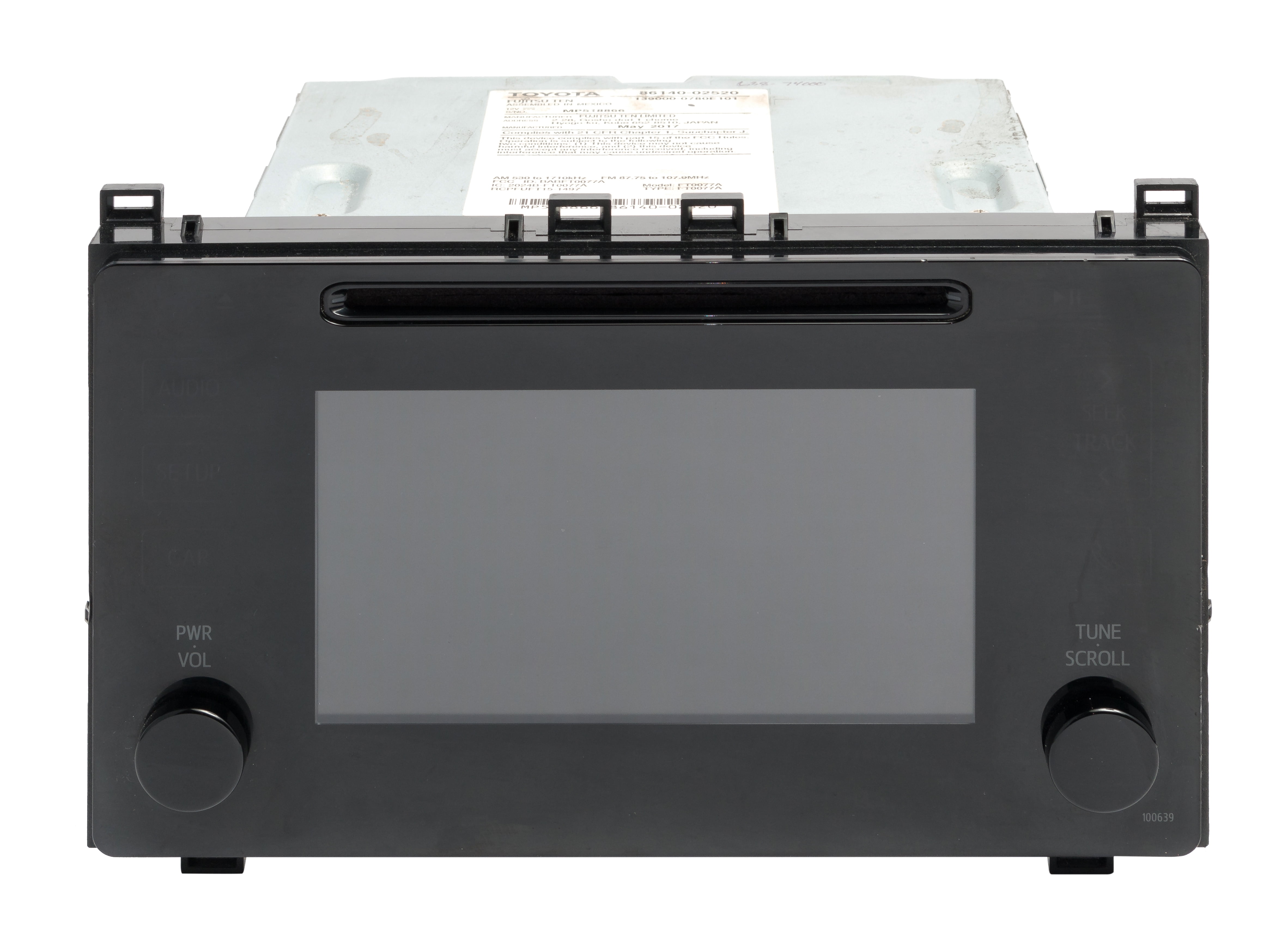 Restored 2017-18 Toyota Corolla AM FM Radio Single Disc CD Display 86140-02520 Opt 100639 (Refurbished)