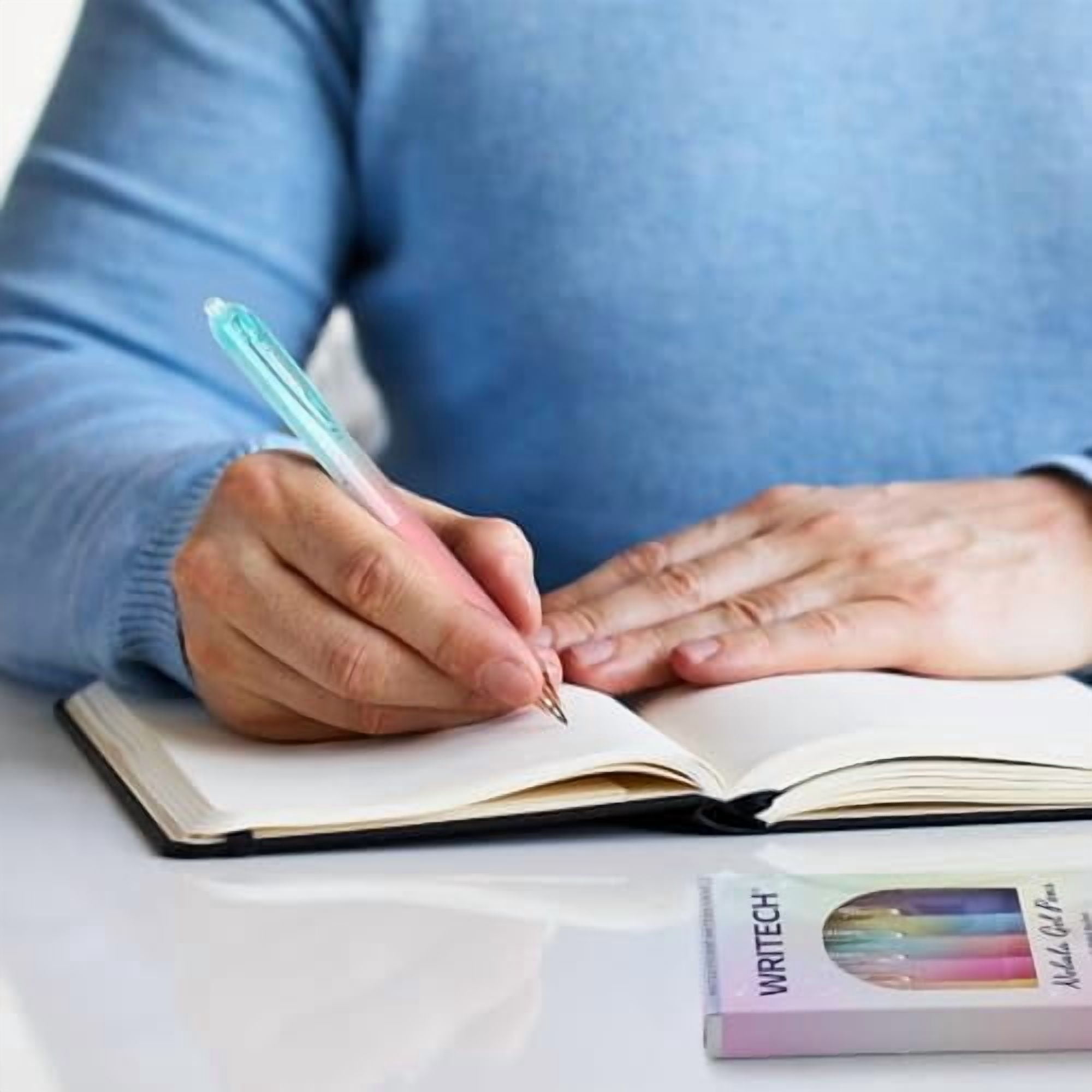 Gel Pens Fine Point: Nebula Pen Set 0.7mm Black Ink Retractable 6ct Smooth Writing with Aesthetic Gradient Color Barrel for Journaling Note Taking Silent Click No Smear