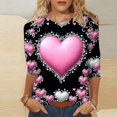 thumbnail image 2 of Kaondbfi Valentine Shirts for Women Love Heart Tshirt Valentine's Tee Shirt Casual Lover 3/4 Sleeve Sleeve Tops Surprise Gifts for Your Beloved, 2 of 5