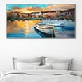 thumbnail image 6 of Modern Abstract Handmade Wall Art Colorful Cityscape Hand Painted on Canvas Boat Landscape The Shore of Town Oil Painting For Home Decor, 6 of 9