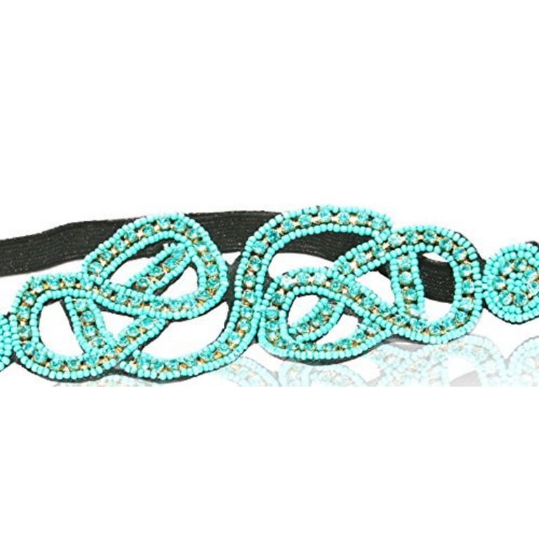 Turquoise Blue Diamond Crystal Headband Rhinestone Elastic  display picture 2