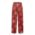thumbnail image 6 of Fabrcox Christmas Home Pajamas Bottoms for Men Christmas Snowflake Printed Drawstring Pj Pants with Pockets Casual Elastic Waist Straight Leg Lounge Bottoms, White M, 6 of 6