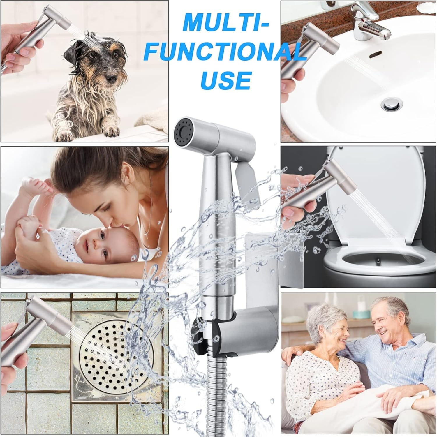 Handheld Bidet Sprayer for Toilet,Stainless Steel Handheld Sprayer Kit,Upgraded Jet Sprayer for Toilet w/Leakproof Hose, High Pressure Bathroom Bidet Sprayer Set Muslim Shower